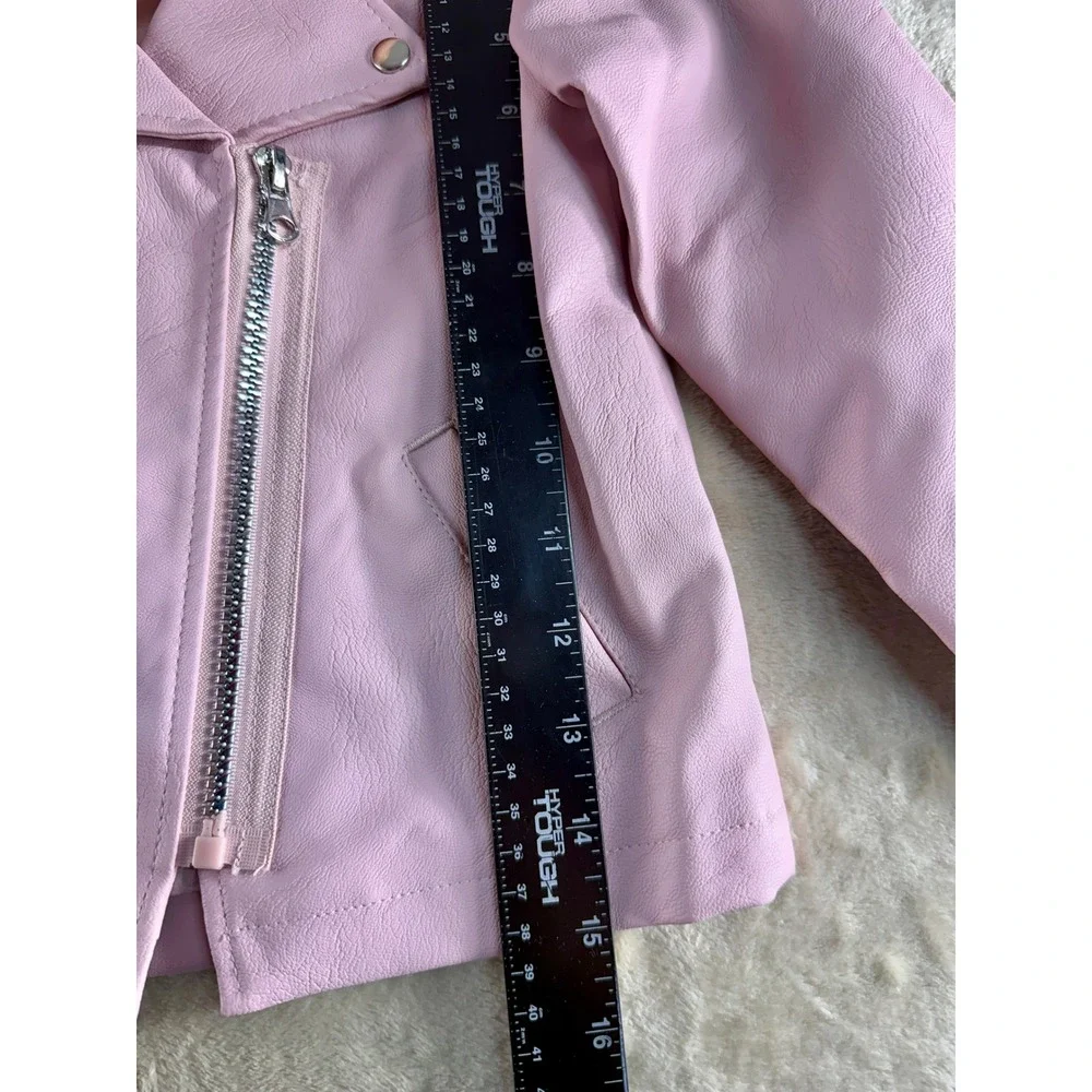Little Lass Girls Pink Faux Leather Moto Biker Jacket Size 5T‎ NEW